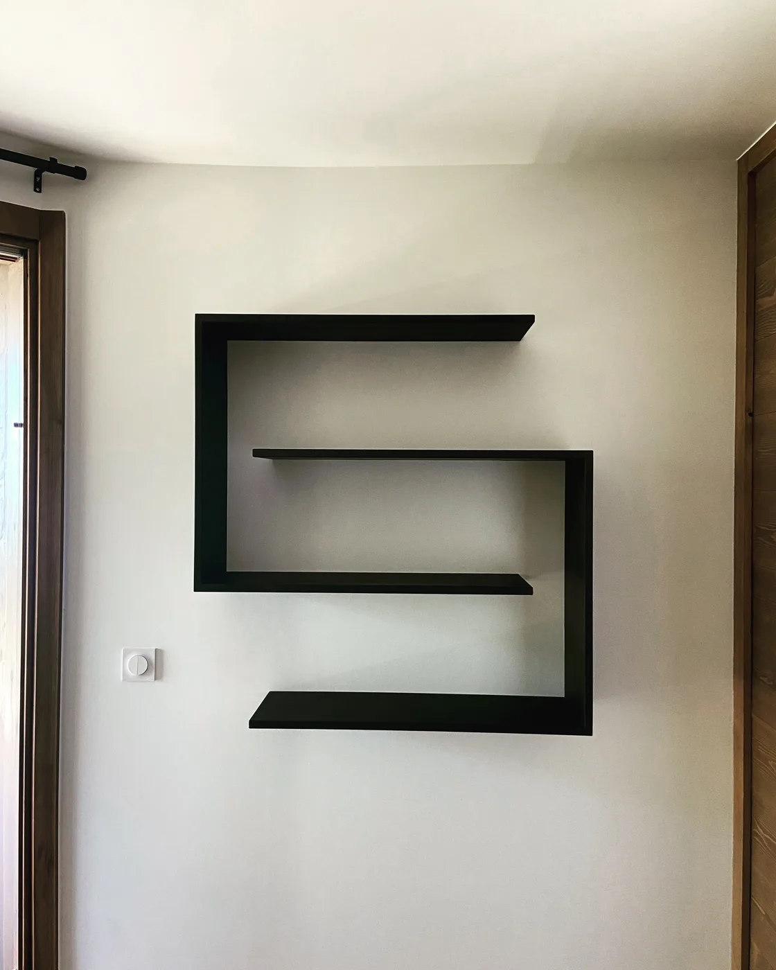 Asymmetric black Valchromat shelving unit, La Rosière